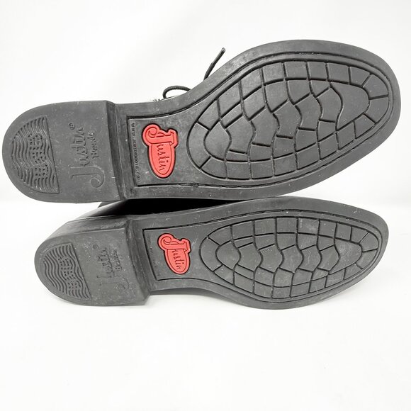 JUSTIN Basics Boots Womens 9.5B Black Leather Ankle Lace Up Roper JBL400 Vintage - Picture 7 of 11